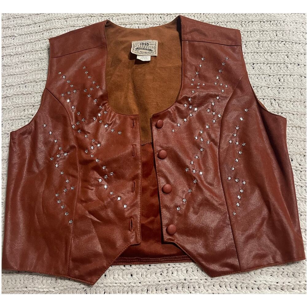 VTG 1849 Authentic Ranchwear Vest Embellished Horse Show Womens Small Rust USA